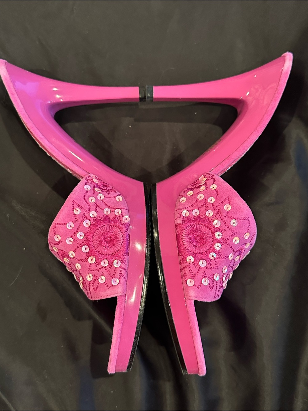 Pink Sequined Heeled Sandals